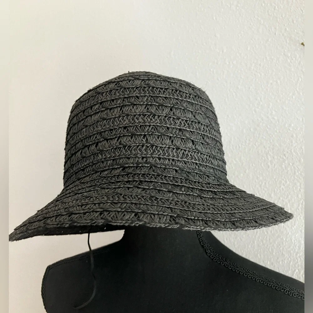 Summer straw hat, black. One size, measurements are in the pictures - Picture 1 of 8